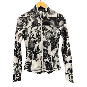 Lululemon Jacket Womens 4 Forme II Brisk Bloom Floral Full Zip Black White